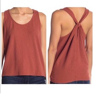 Madewell Tank Top Everly Twist Back Jacquard Orange Rust Color Sleeveless